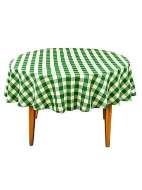70-Inch Round Polyester Tablecloth Green & White Checker Linen Tablecloth Durabl